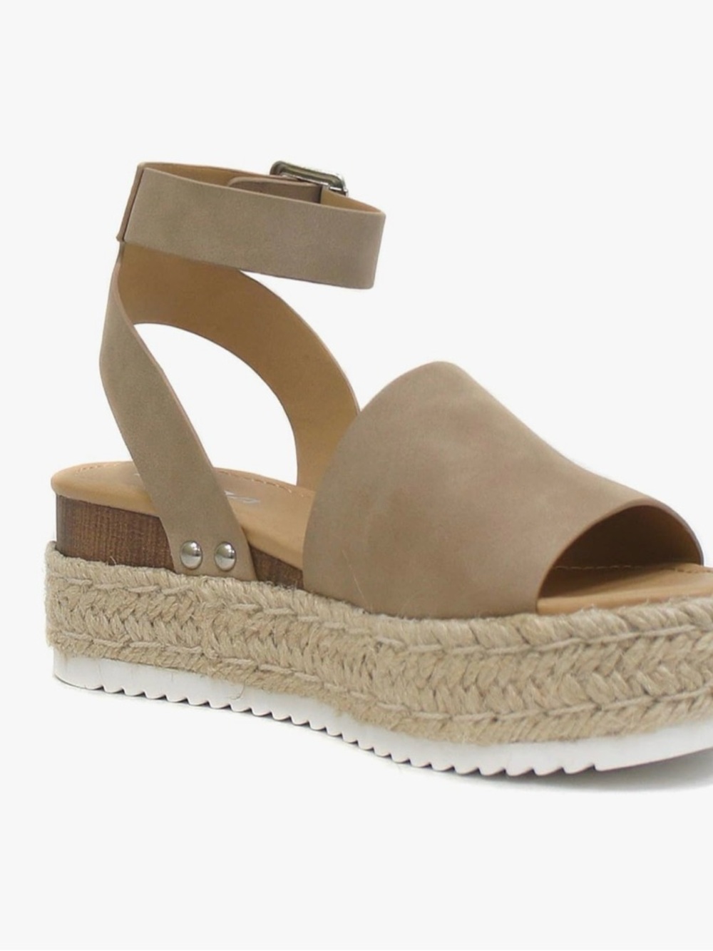 Soda Taupe Ankle-Strap Espadrille Platform Open-Toe Sandal